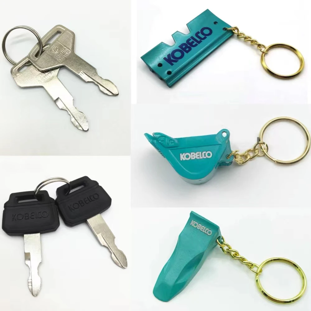 For Kobelco SK Excavator Heavy Equipment Keychain Ignition Key with Bucket Key Chain K250 Key