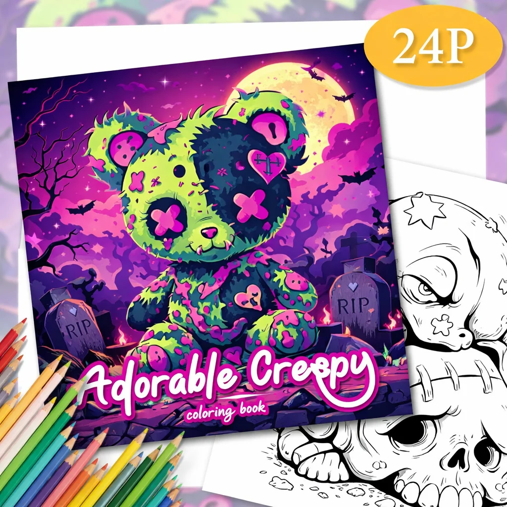 Bear Coloring Book for Adults With 24 Intricate Pages 78 Inch Cute Quirky Design Art Therapy Stress Relief