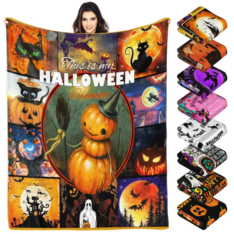 

Halloween throw blanket gift for adults and children, pumpkin soft flannel blanket 60 "x50"