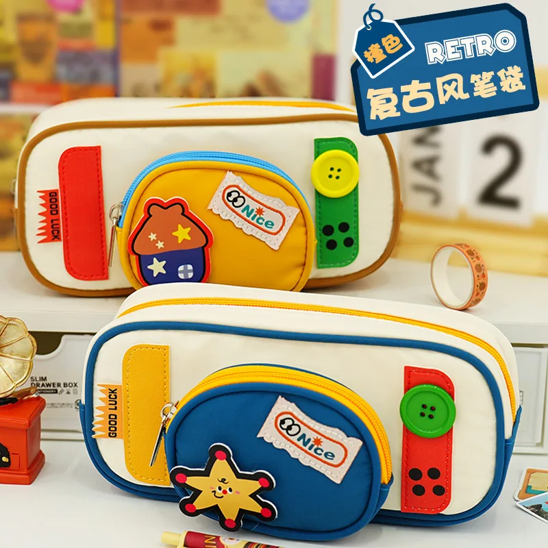 

Retro Style Pencil Case Large Capacity Pencil Bag Small Piece Storage Bag Student Stationery Organizer Back To School Gift