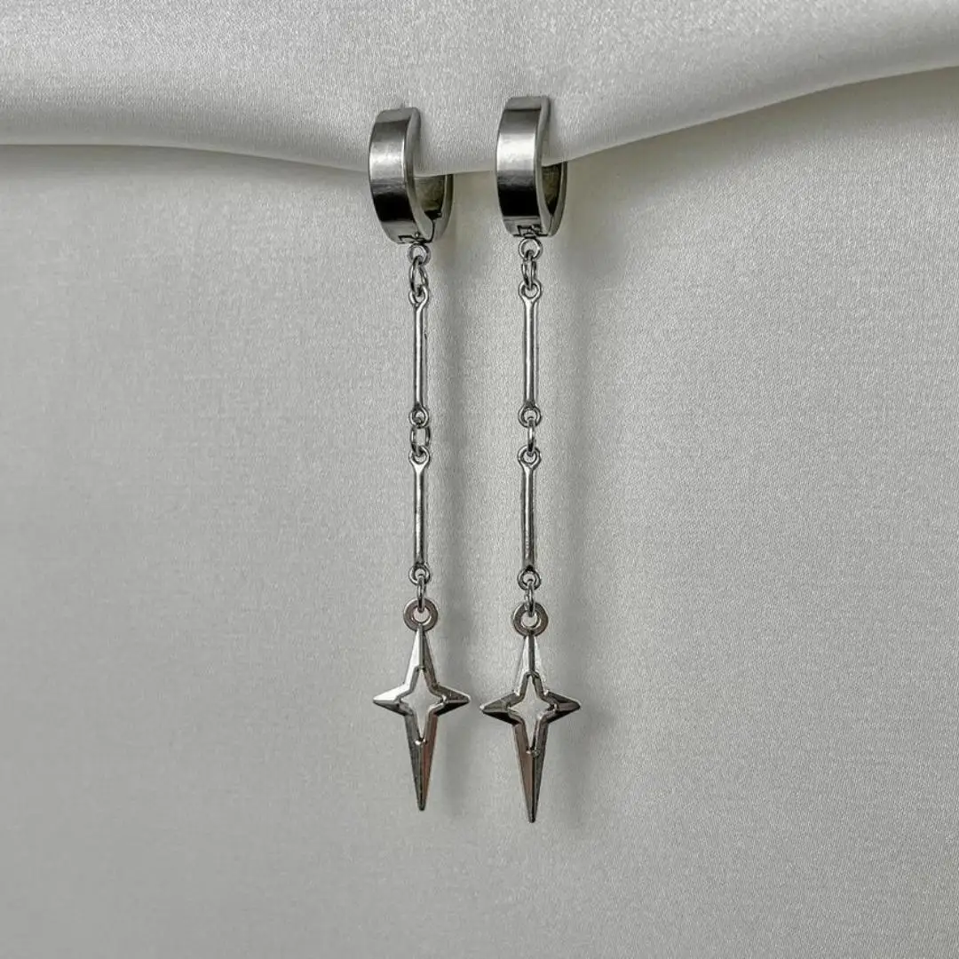 Gothic Jewelry Cross Star Drop Earrings Punk Charms Stitching Rivet Earrings for Women Korean Fashion Accessories Gift