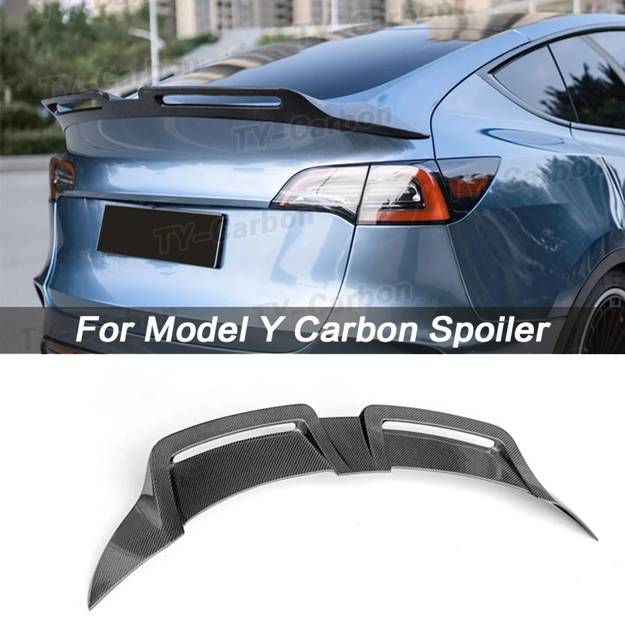 For Tesla Model Y Rear Trunk Lid Spoiler Wing Real Carbon Fiber Car Tailgate Flap Trim Decklid Lip Body Kit FRP 2019+