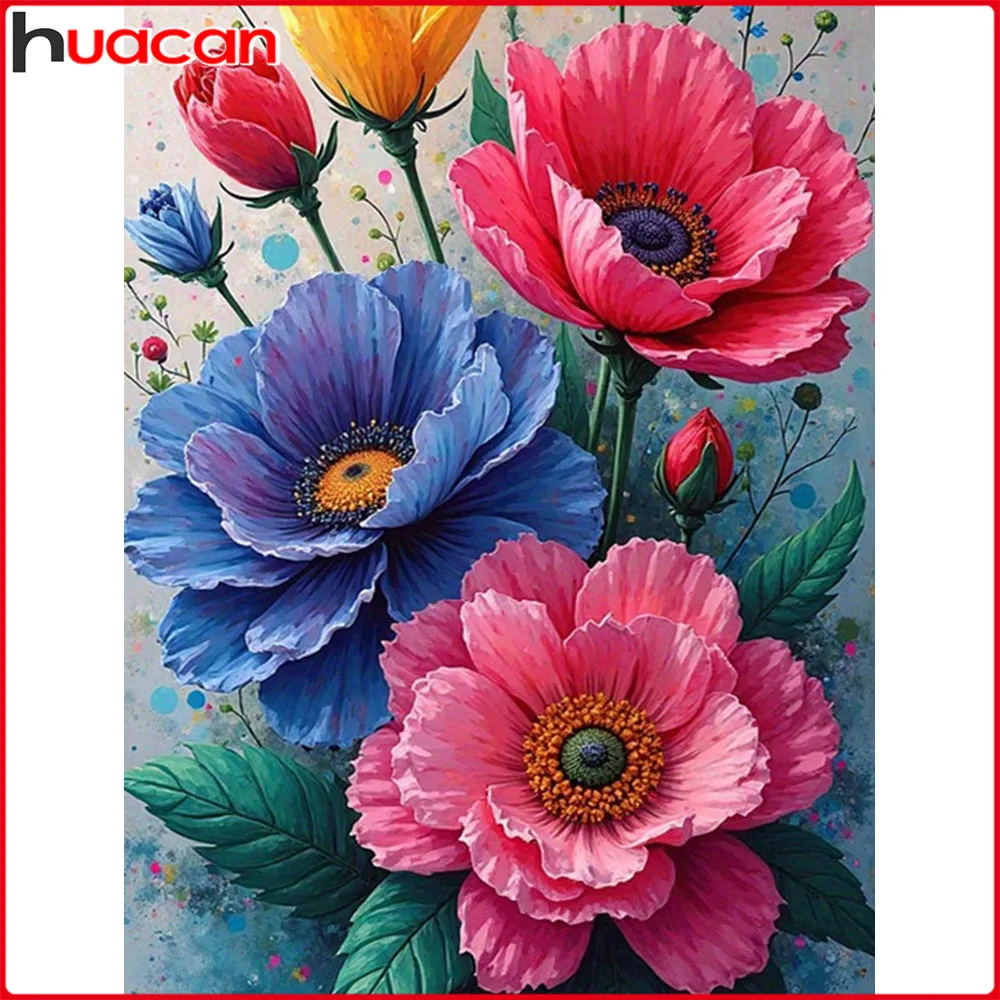 Huacan 5D DIY Diamantmalerei Mohnblume Diamant-Mosaik Komplettset Dekorative Gemälde