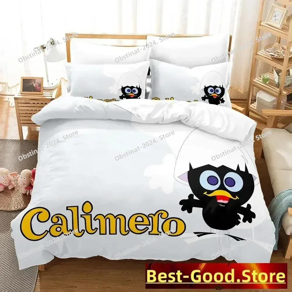 

2025 Cute Calimero Bedding Set Single Twin for Full Queen King Size Bed Set Aldult Kid Bedroom soft Duvetcover Sets Kawaii Bed