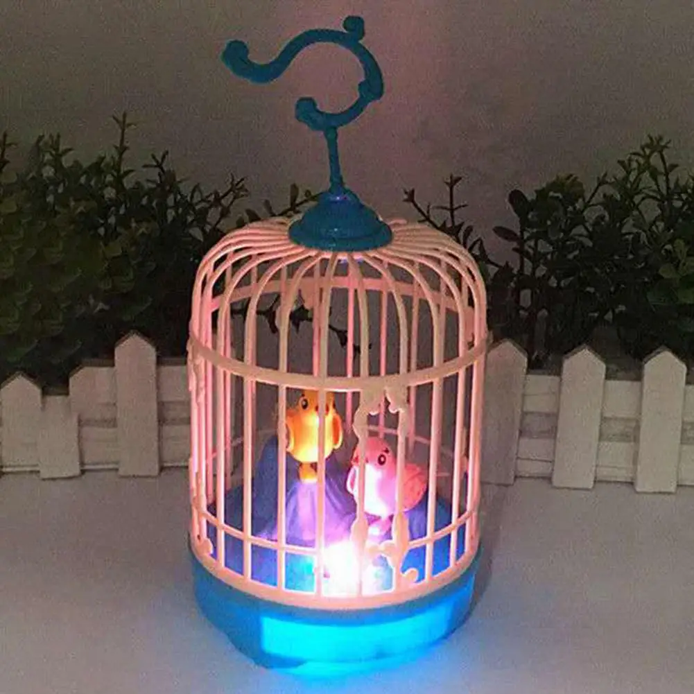 Inductive Sound Voice Control Bird Cage Funny Toy Children Pet Toy Animal Simulation Birdcage Kids Toy Gift Garden Light Music