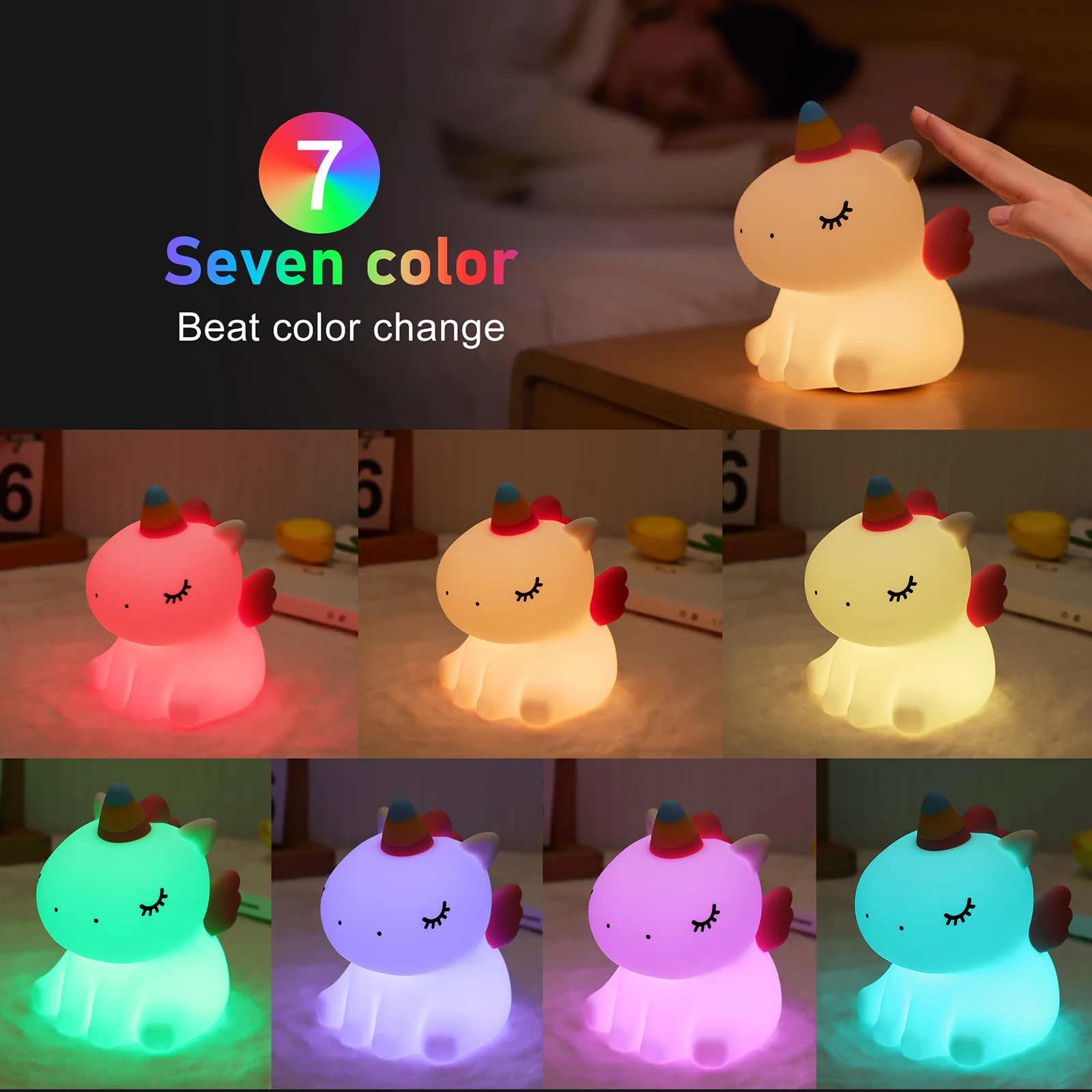 Silicone Cute Rechargeable Night Light Tap Control Baby Night Light Dimmable Timer Bedside Touch Nightlight Night Light