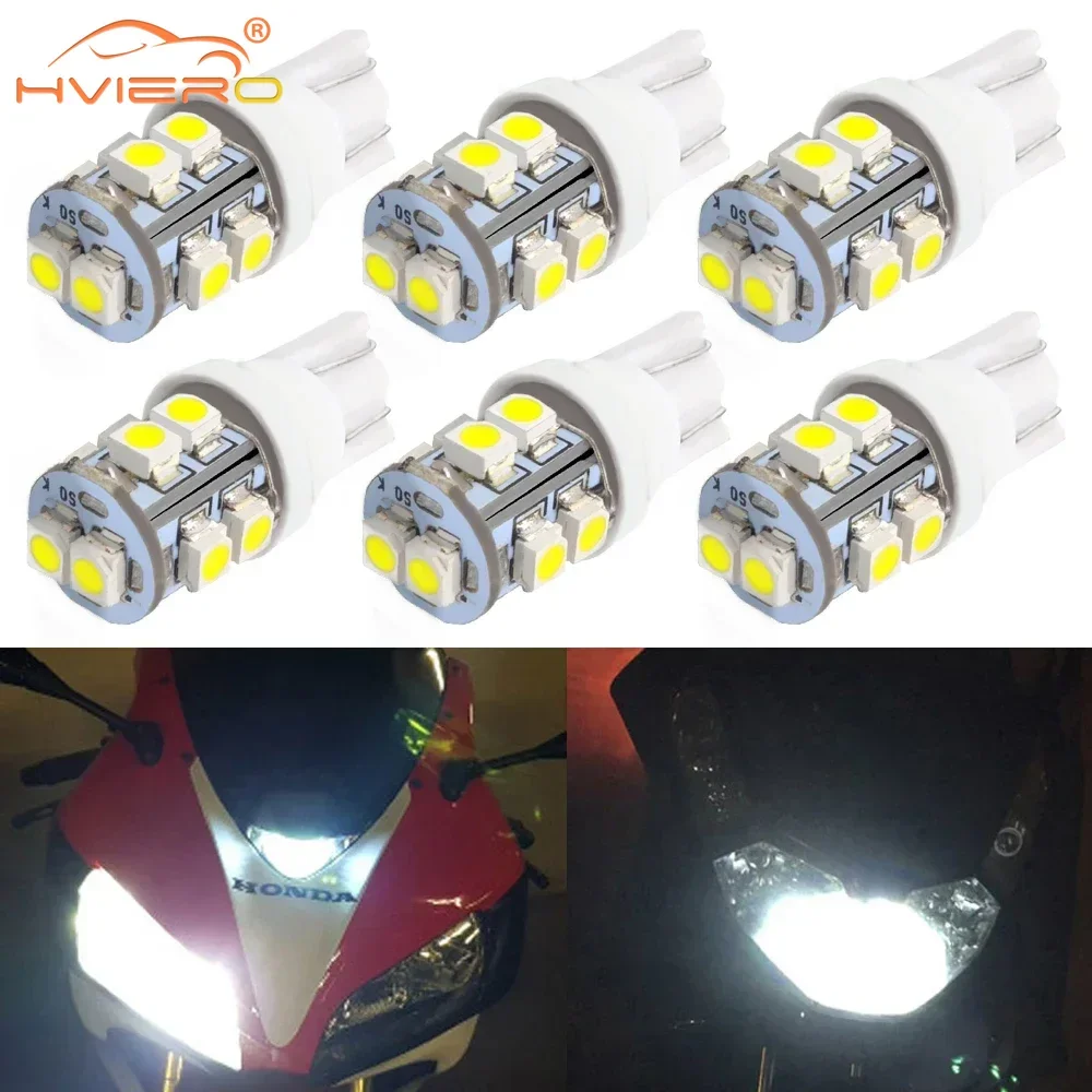 

6Pcs T10 3528 W5W 10SMD Car Led Turn Signal License Plate Lights 12V Dome Interior Reading Lamps Wedge Dash Bulb Lighting White