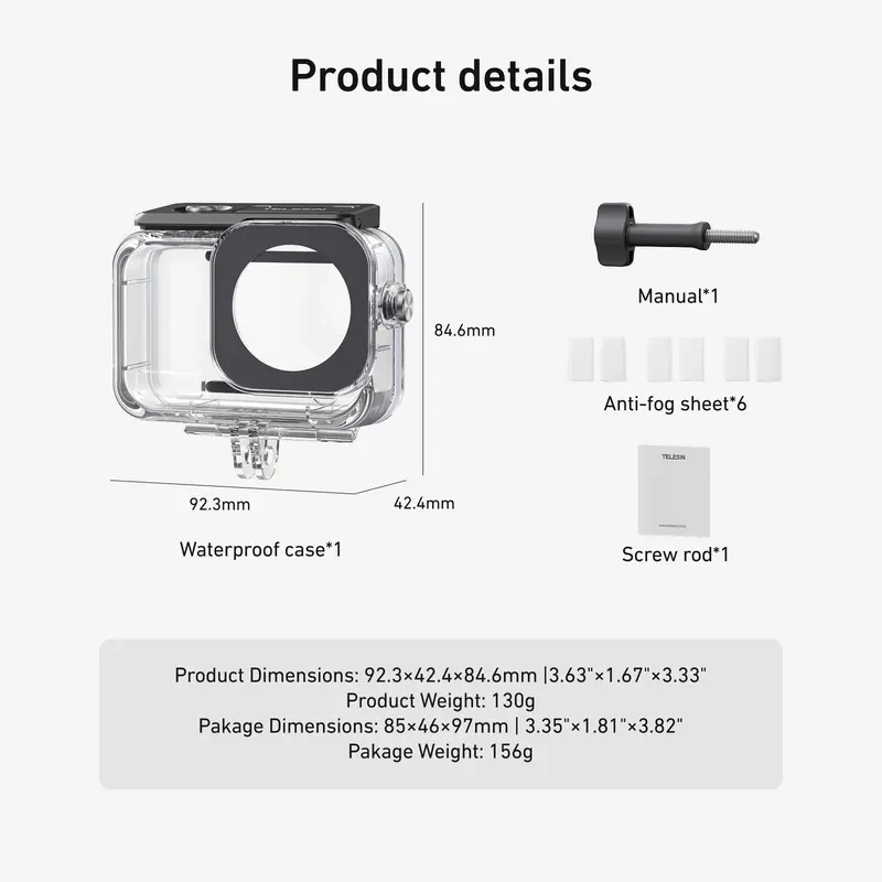 TELESIN Waterproof Case For DJI OSMO Action 6 Underwater 60M Diving Housing Cover With Dive Filter For DJI Action 6 - Image 6