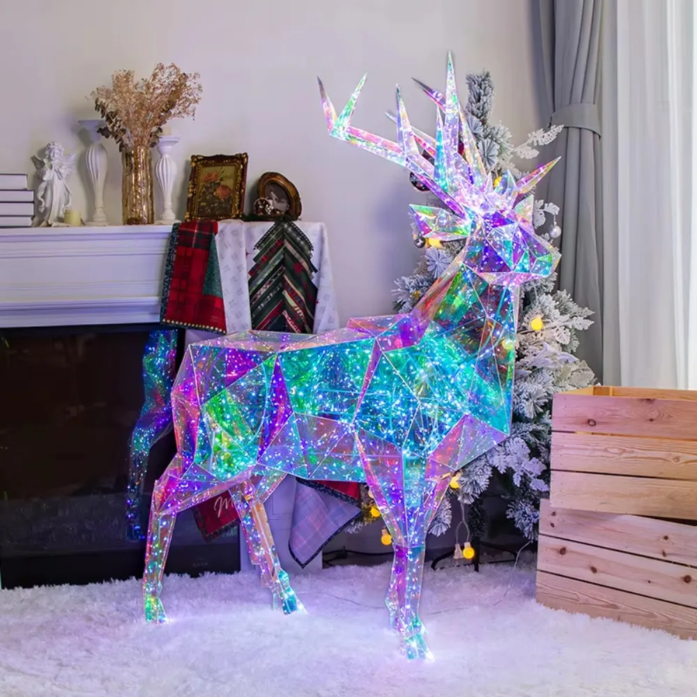 2025 Crystal 3D Holographic PET LED Reindeer Light Decor For Mall Hotel Garden Lawn