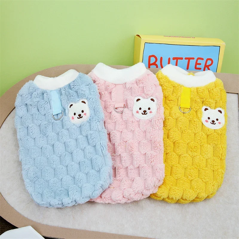 Cute Bear Puppy Dog Sweater for Small Dogs Winter Warm Pet Clothes with Buckle Pinscher Schnauzer Pug mascotas Cardigan Clothing