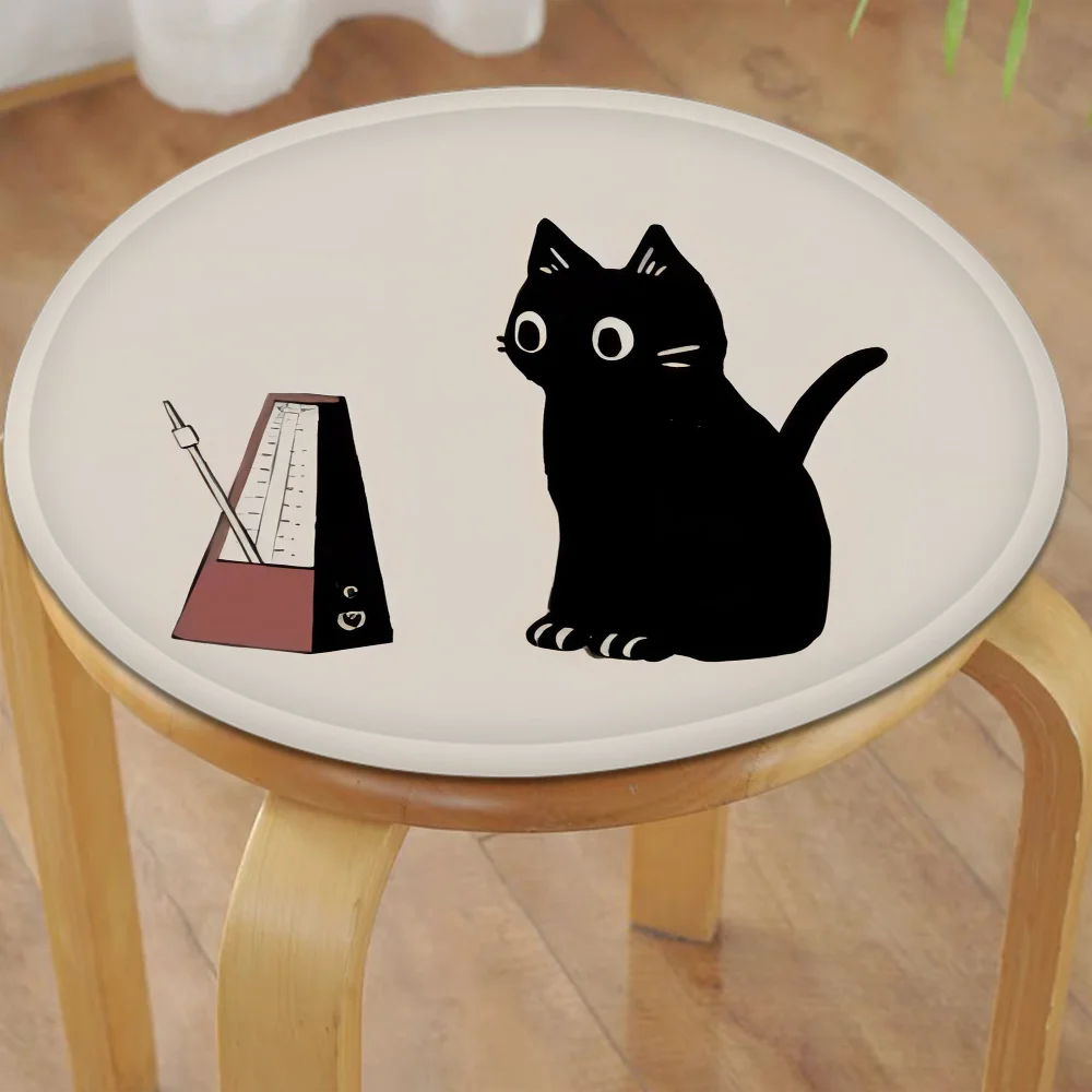Black Cat Tie Rope Dining Chair Cushion Circular Decoration Seat For Office Desk Cushions Home Decor