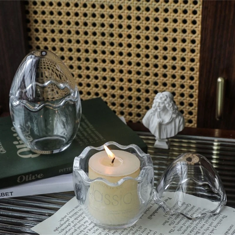 1PC Glass Tealight Holder Eggs Votive Stand Clear Candlesticks Jar Plant Display Bowl Home Decors