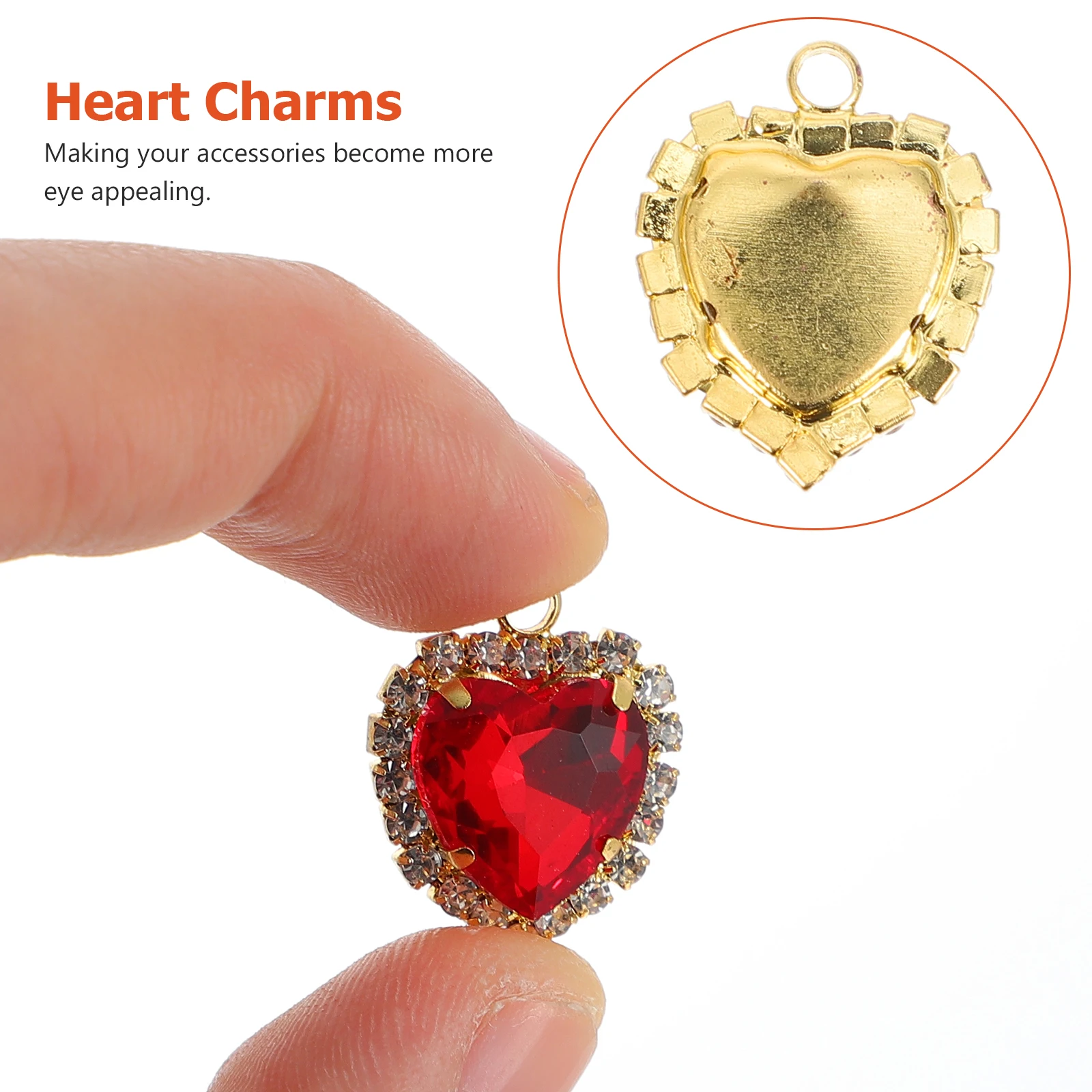 

10 Pcs Love Crystal Buckle Heart Shape Pendants for Rope Chain Beads Bracelets Charms Jewelry Alloy Heart-shaped