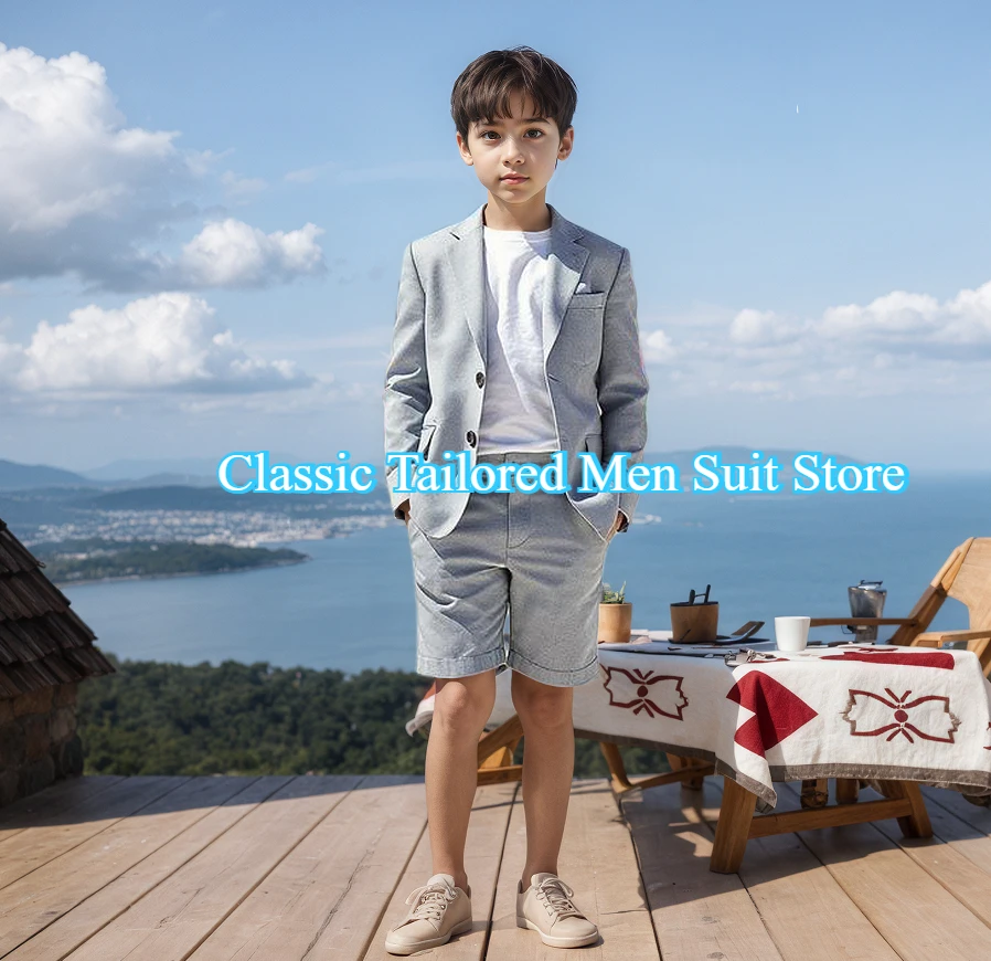 

Suit Set for Boys, Formal Graduation Suits, Slim Fitting Wedding Suit for Children, Blazer Short Pants