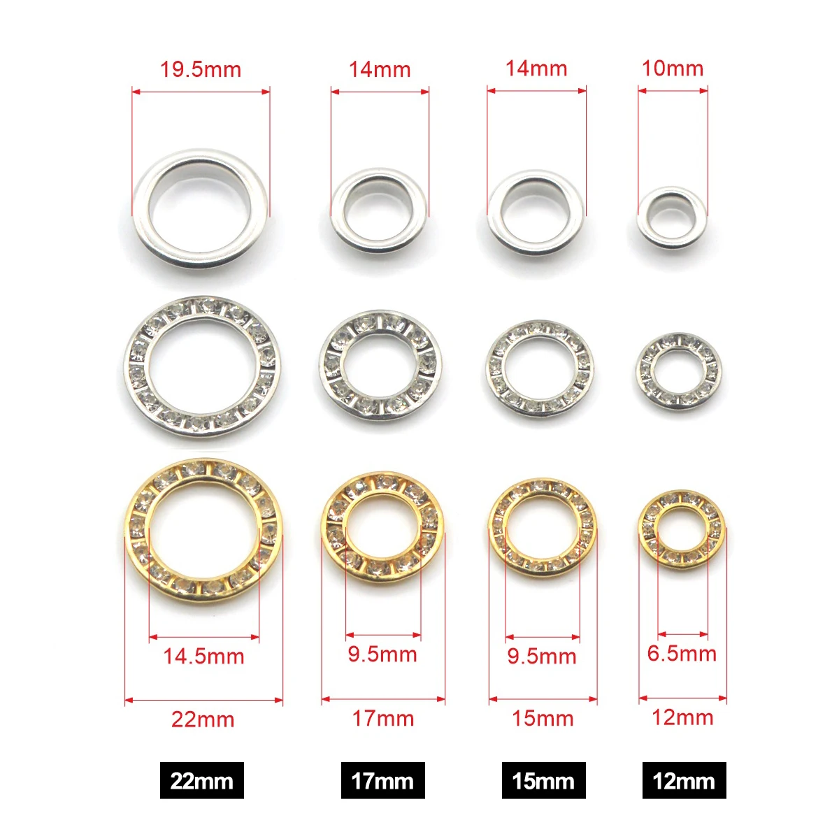 Brass Crystal Rhinestone Grommet Eyelet Fit Leather Craft Shoes Belt Cap Handmade Diy Accessories 12mm 15mm 17mm 22mm Wholesale