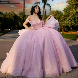 Angelsbridep Glitter Tulle Pink Ball Gown 15 Year Old Quinceanera Dresses For Special Events Vestidos De Xv Años Party Dress