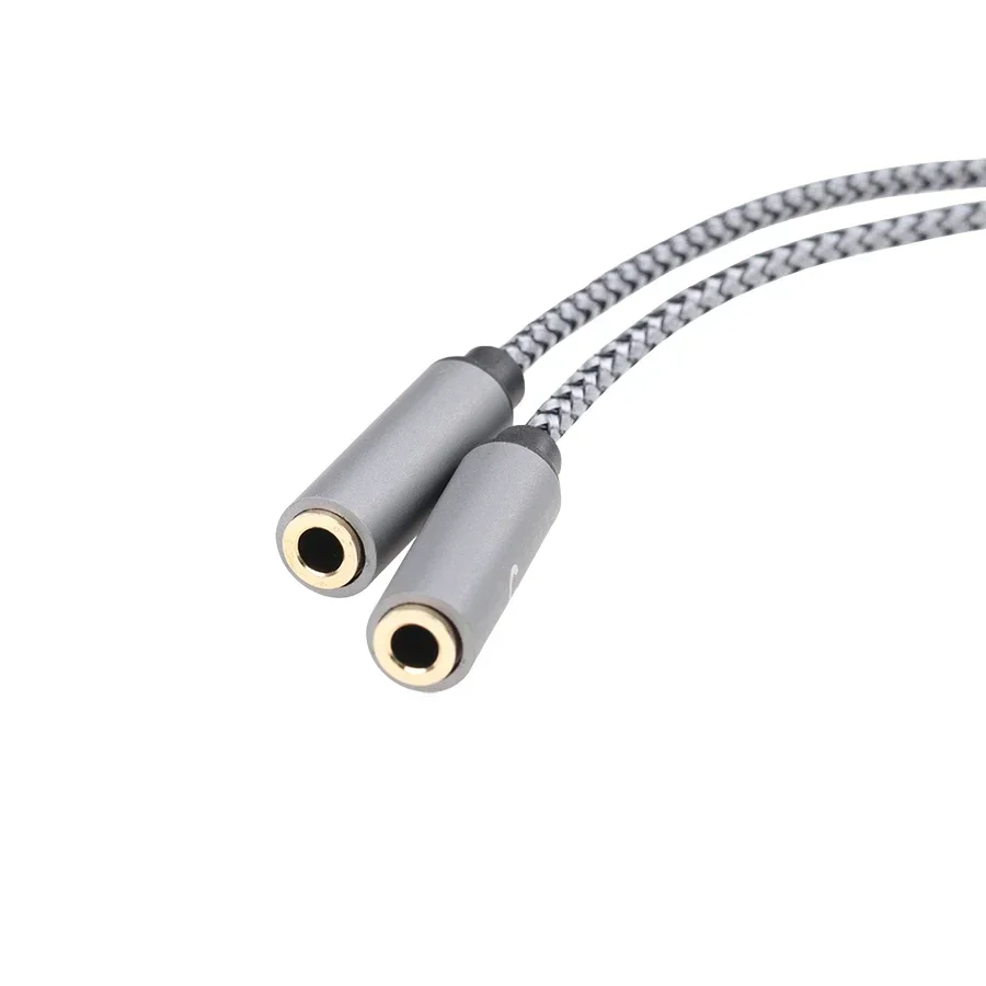 300本 28cm オーディオケーブル 3.5mm 1オス - 2メス マイク Y スプリッター Aux ワイヤーコード 電話 MP3 ヘッドフォン ラップトップ PC用