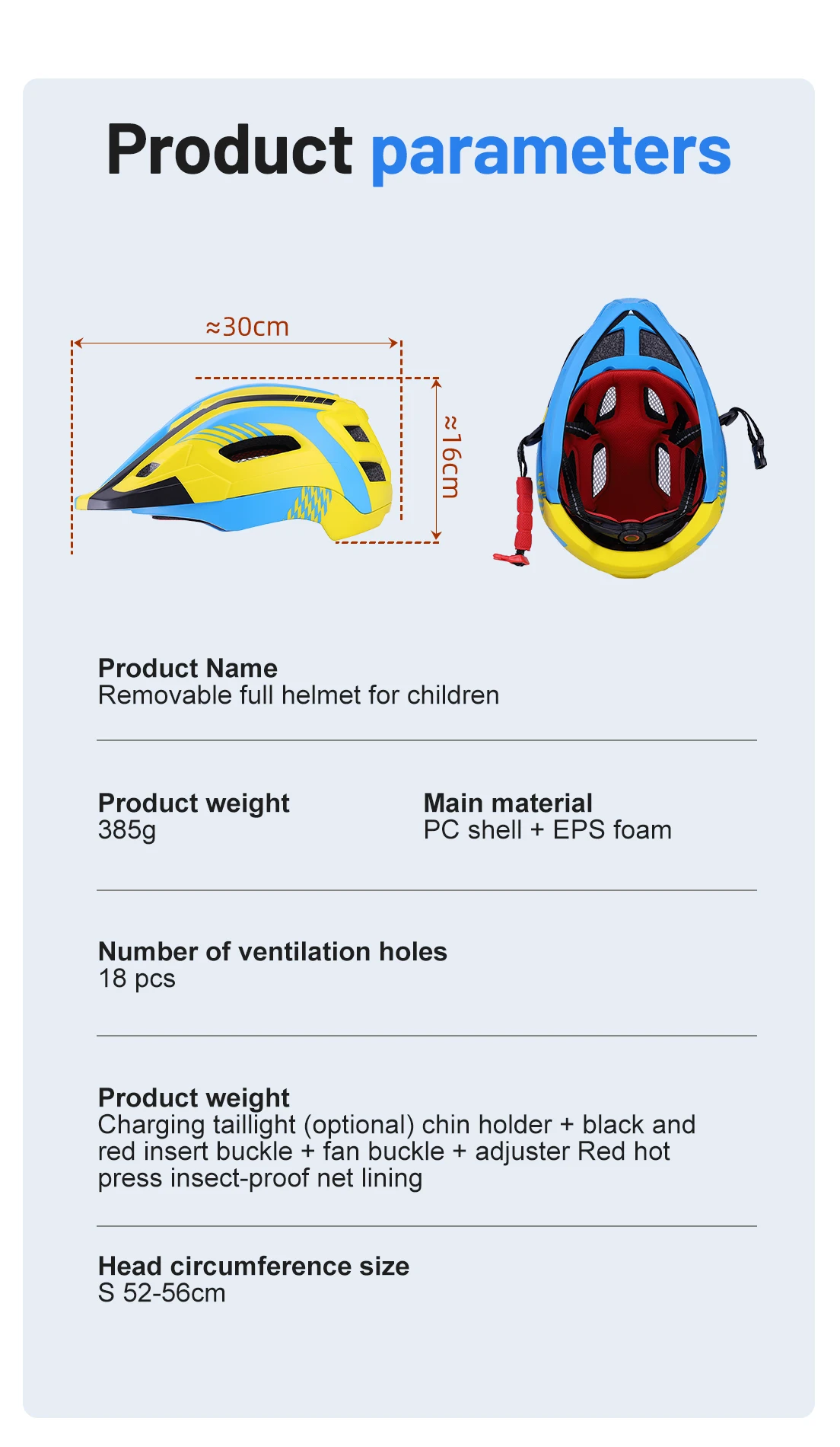 Horntour Kinder-Fahrradhelm Leicht und Atmungsaktiv Vollgesichtsschutz Abnehmbar Zwei-in-Eins Outdoor-Sicherheitsausrüstung – Detail 11