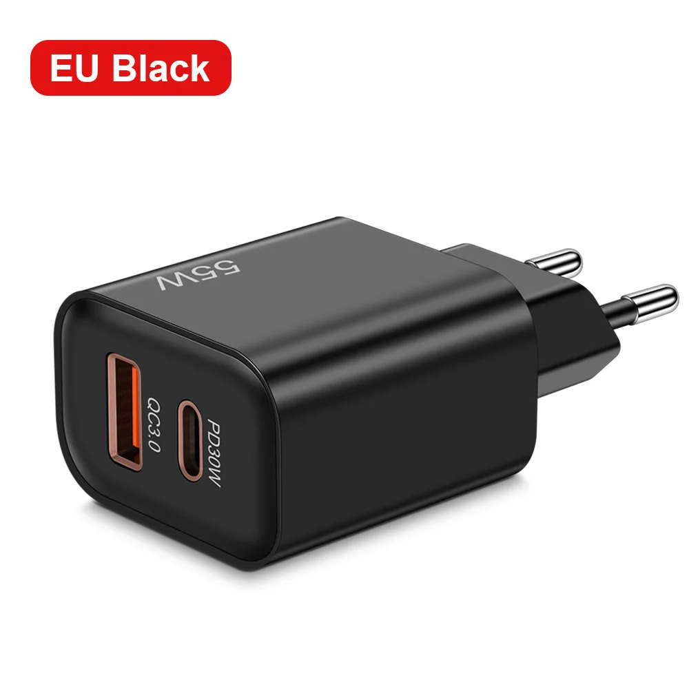 55W USB + USB-C Universal PD Charger for Apple iPhone 15 Samsung Huawei Mate 60 Xiaomi 13 OPPO Fast Charging Power Adapter EU/US