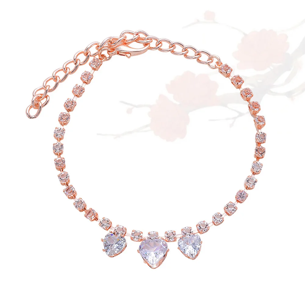 Exquisite Cat Rhinestone Necklace Shining Bright Peach Heart Zircon Bling Grooming Puppy Kitten Cat Dog Pet Collars Cat Product