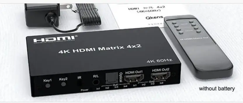 

HD 4K 60Hz HDMI Matrix 4x2 HDMI 2.0 Switch Splitter 4 In 2 Out EDID IR 3D Audio Video Converter PC To TV Projector Dual Display