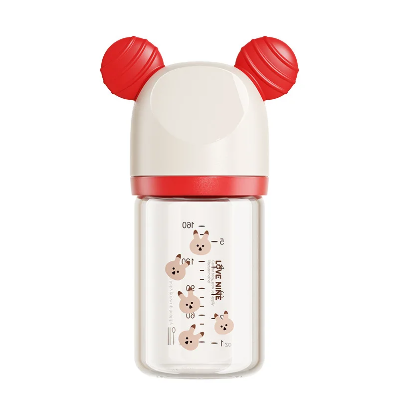 

Newborn Baby Feeding Bottle 0-6 Months Anti Bloating Anti Spitting Choking Bebe Glass Milk Bottle 80ml And 160ml Silicone Nipple