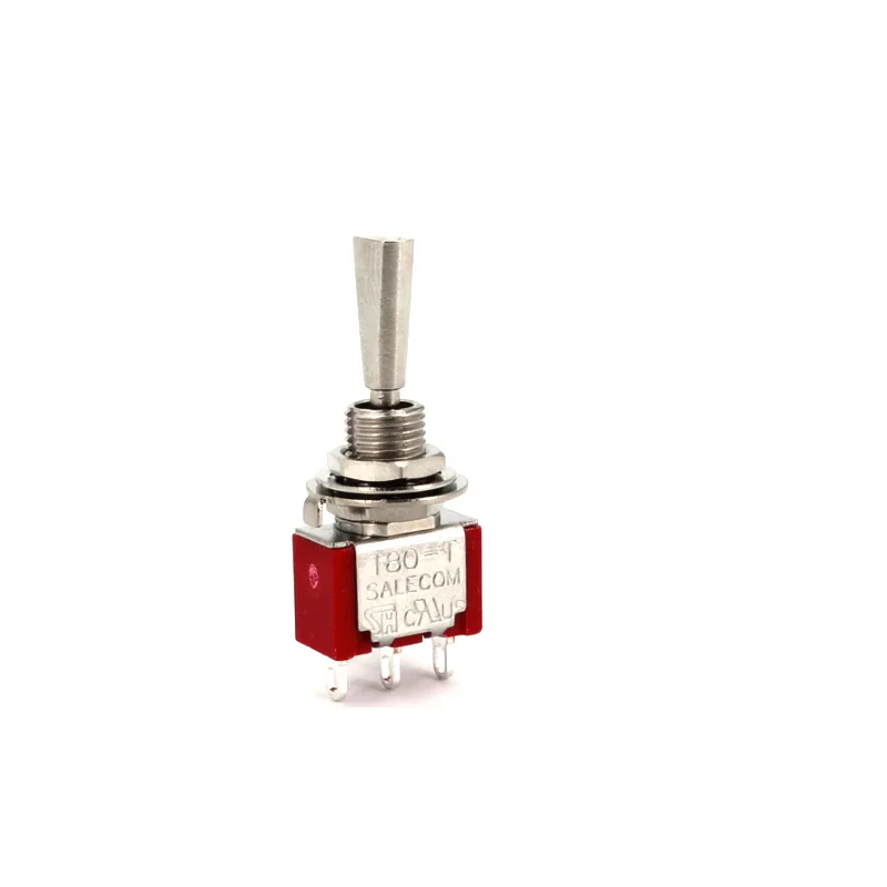 Palanca plana SH piezas de 5 T8014-U, Mini interruptor de palanca SPDT de 3 posiciones con enganche ON-OFF-ON de 3 pines