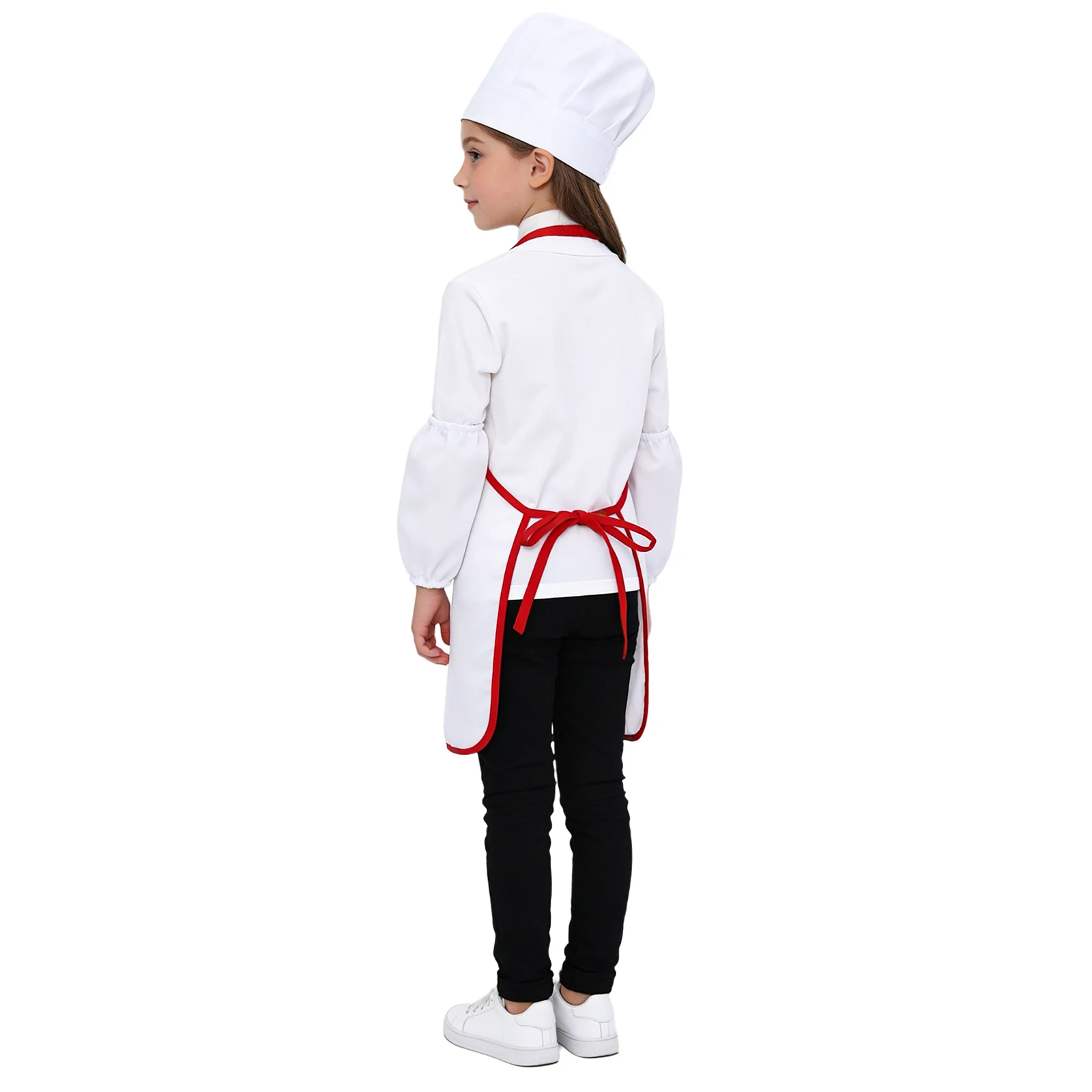 Boys Girls Chef Apron Oversleeves And Hat Set Pocket Kitchen Cooking Bib Apron Chef Hat Overseeleves for Xmas Halloween Dress Up