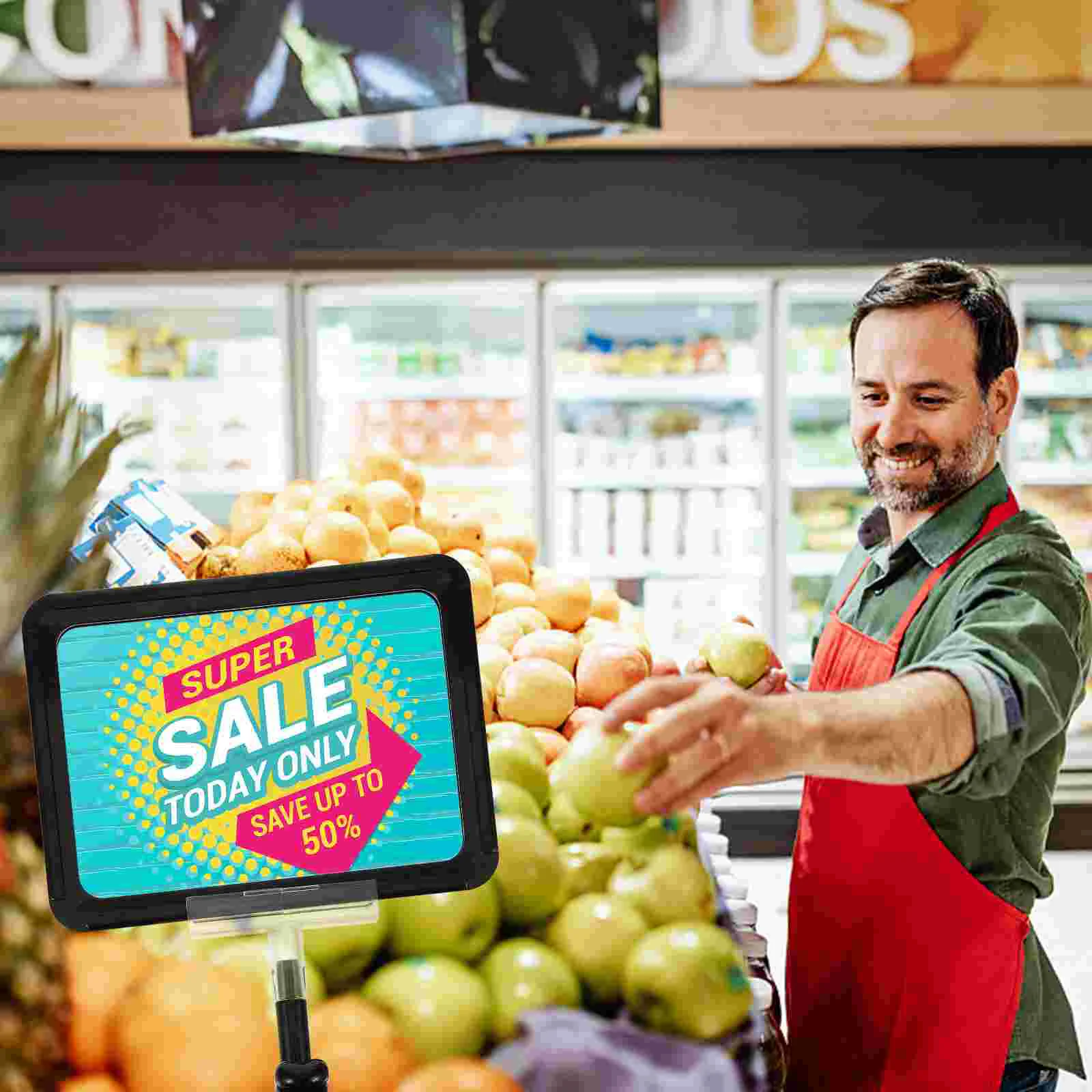 Signage Clip Display Shelves on Holder for Supermarket Business Adjustable Plastic Price Tag Merchandise