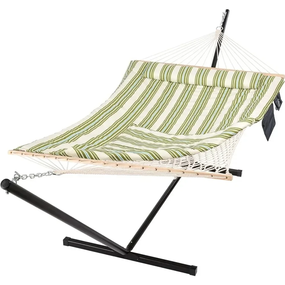 

Ipad Bag & Cup Holder Tent Camping Hammocks Extra Large Hammock With 12 FT Steel Stand Hanging Swing for Garden Furniture Sets