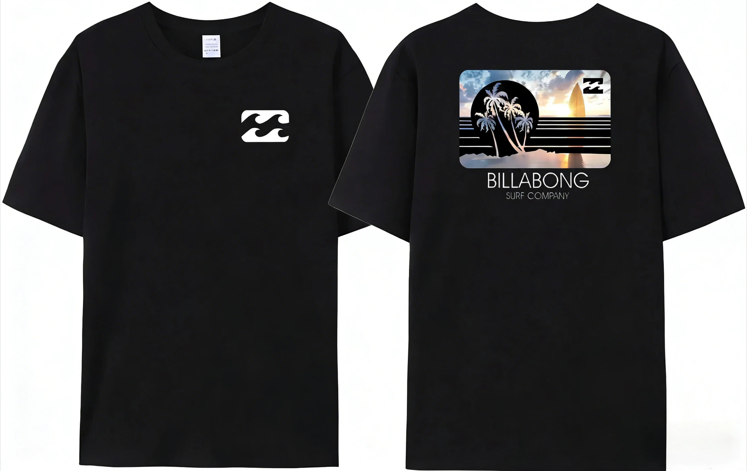 Camiseta masculina de verão Billa-bong com estampa em inglês, 100% algodão, dupla face, de alta qualidade, casual, com estampa gráfica.