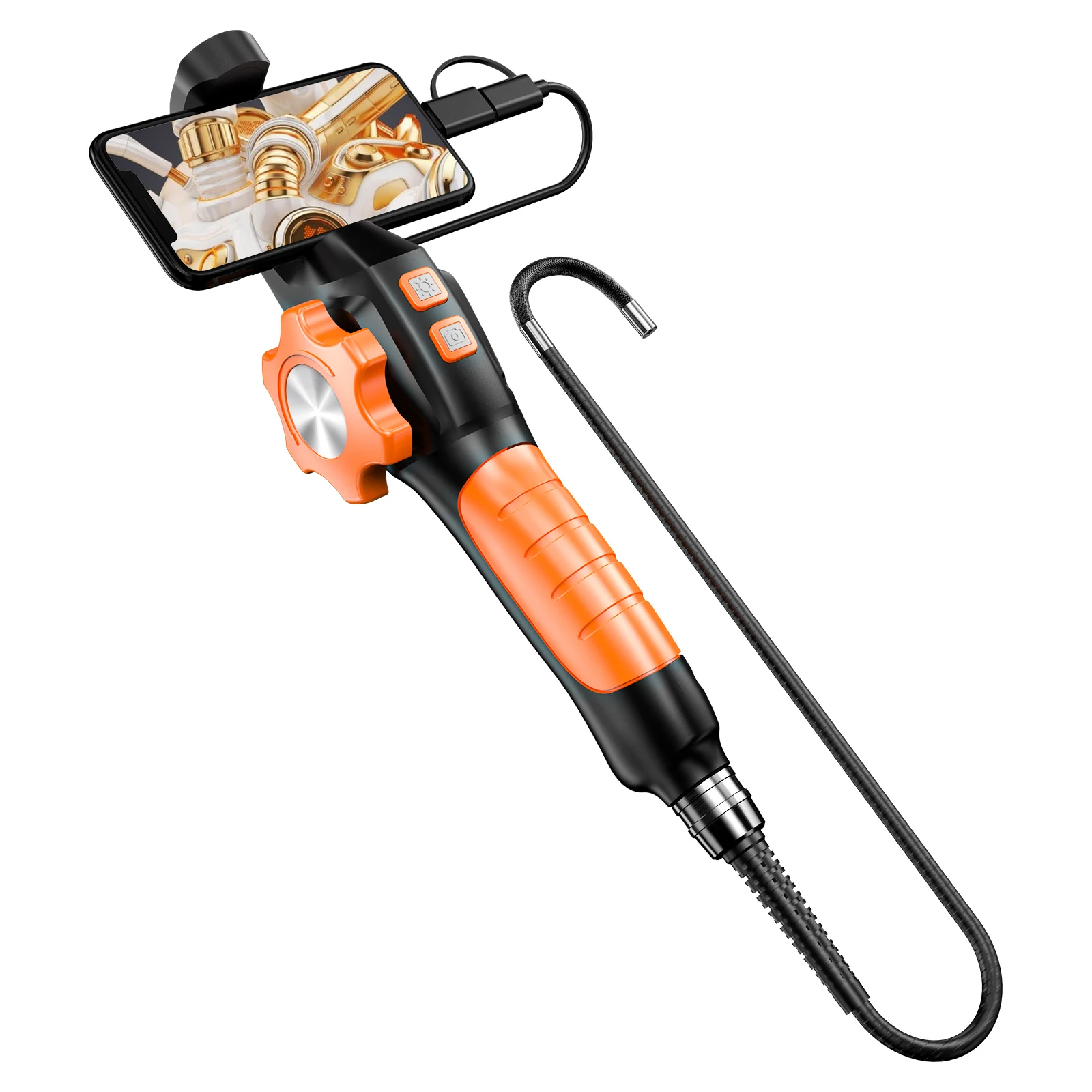 6,2 MM 360 °   Caméra d'inspection articulée avec lumière, endoscope HD bidirectionnel pour mécaniciens, compatible iOS et Android