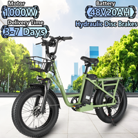 PHILODO-T1 Electric Bicycle 1000W48V20AH Lithium Battery Hydraulic Disc Brake 20-inch Fat Tire Adult urban Riding Freight E-bike