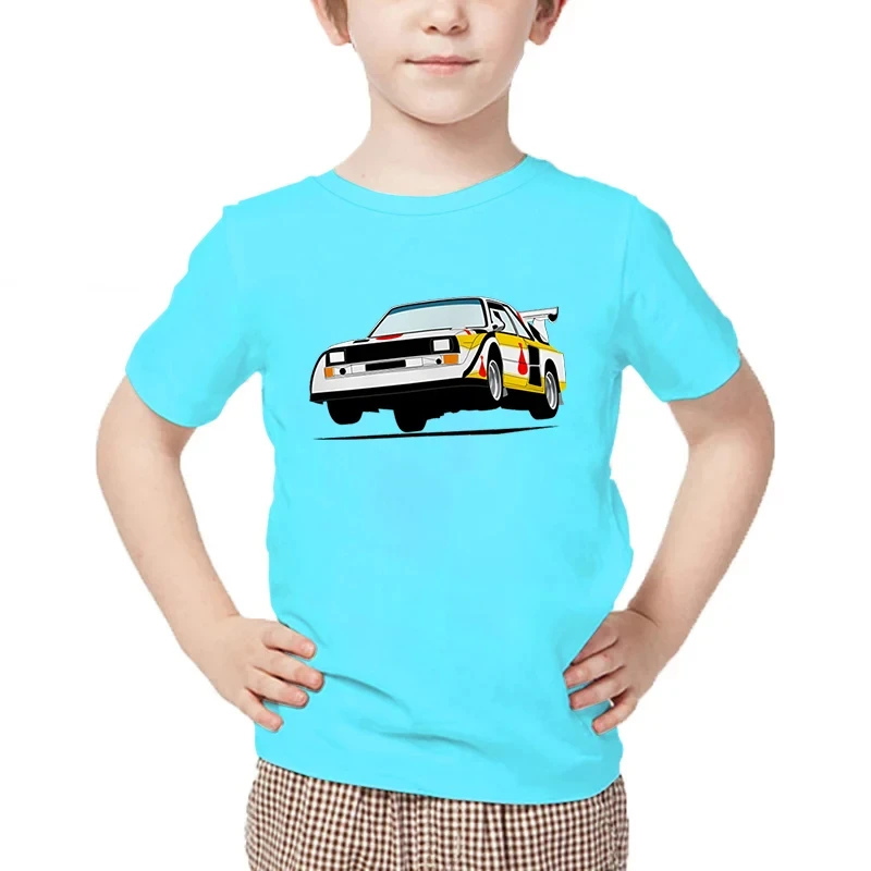 Group B Racing Classic Graphic T-shirt Kids Short sleeve Fun Summer Harajuku Shirt Group B Drift Car Cartoon Boy Cotton T-shirt