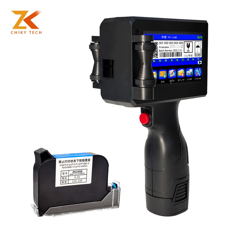 

CHIKY ZK1691 12.7Mm Fast Dry Smart Portable Barcode Expiry Date Thermal Hand Jet Printer Handheld Inkjet