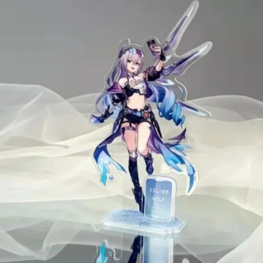 Game Honkai Star Rail Cosplay Character Silver Wolf Acrylic Standing Sign Model Plaque Fans Collection Gifts Aesthetic Keychain