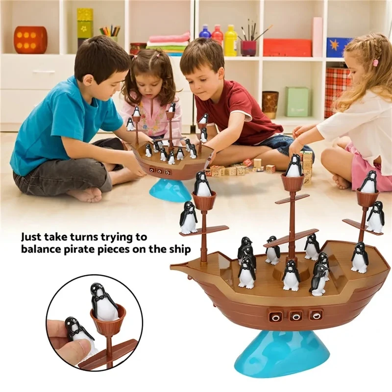 Creative Iceberg Penguin Party Board Game Toy Balance Pirate Ship Family Parent-child Interactive Tabletop Game Toy Gift for Kid