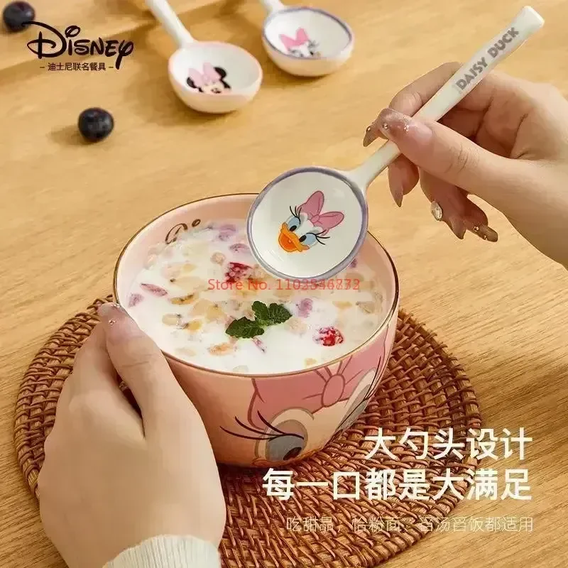 New 450-500ml Disney Oatmeal Breakfast Cup Kawaii Mickey Mouse Gift Box Ceramic Mug Cartoon Cute Decor Children\'s Milk Cup Gift