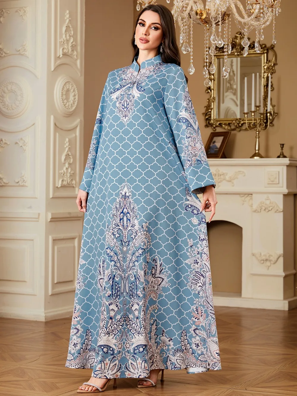 Eid femmes Robe imprimer Abaya musulman Jalabiya Ramadan robes longues dubaï Abayas caftan arabe longue Robe robes Largos fête Caftan
