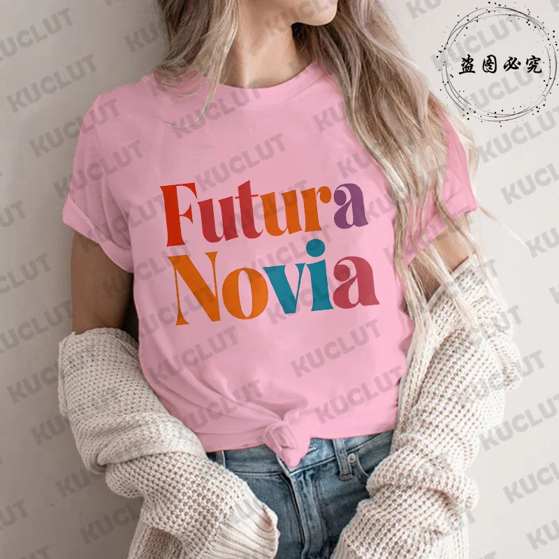 Spanish Girl Bachelorette Party Tees: Future Bride & Tribu De La Novia Printed Tops, Perfect for Single Farewell & Bridal Shower