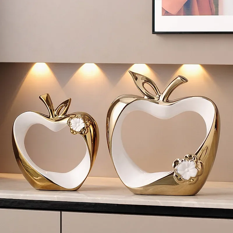 for Living Room High End Light Luxury Ceramic Apple Ornament for Wine Cabinet TV Cabinet Porch Home Decoration