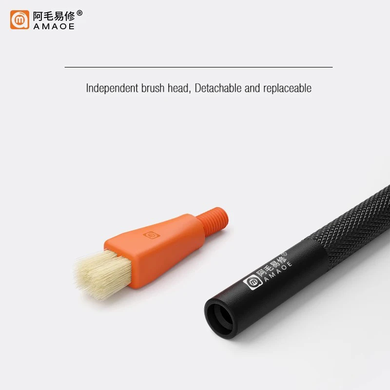 AMAOE Replaceable Double-Head Cleaning Brush Anti-Static Brush for Mobile Phone Computer Motherboard CPU IC Cleaner Repair Tools