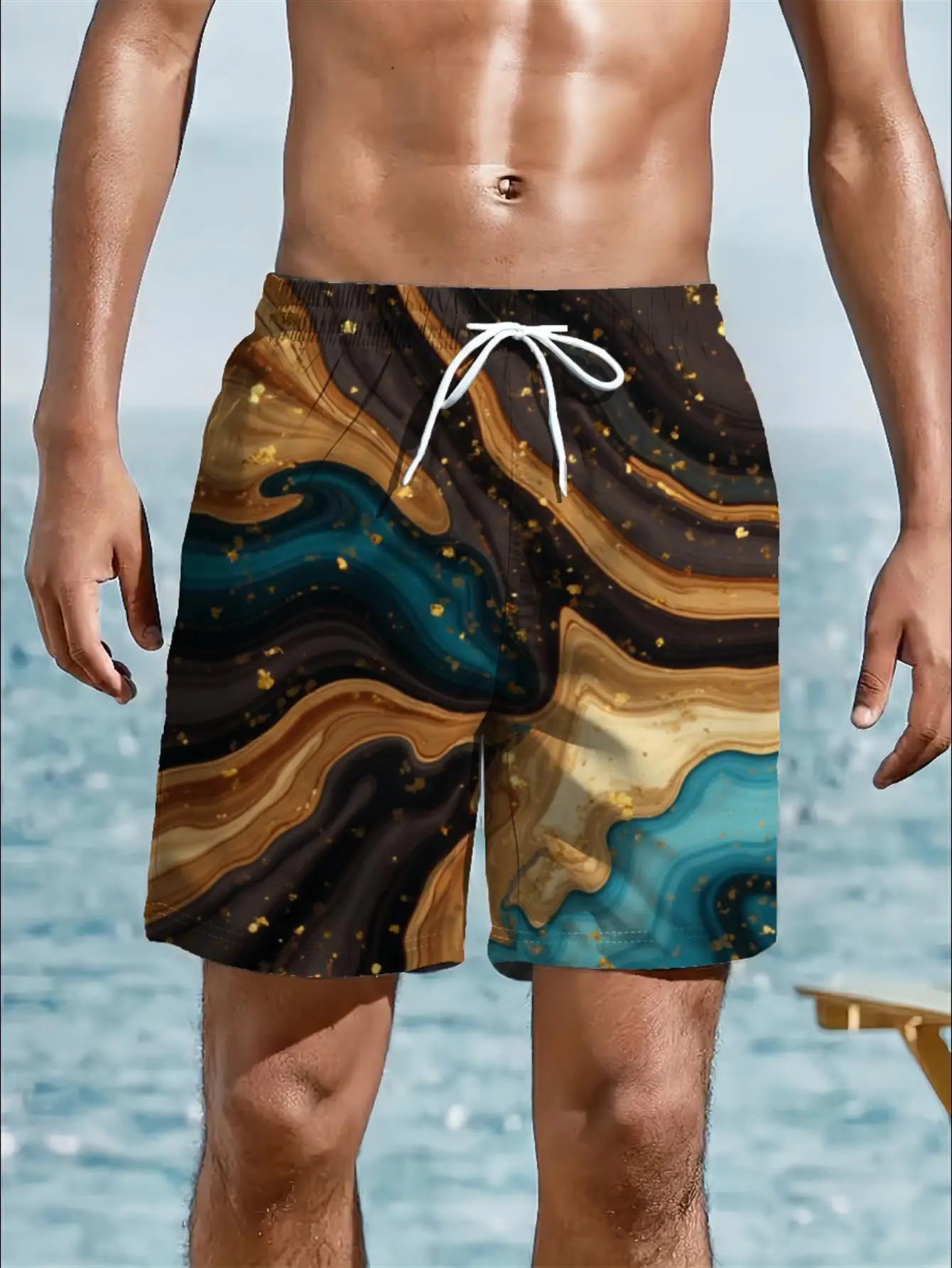 Men's Watermelon Print Quick Dry Drawstring Waist Beach Shorts Swim Trunks 2026