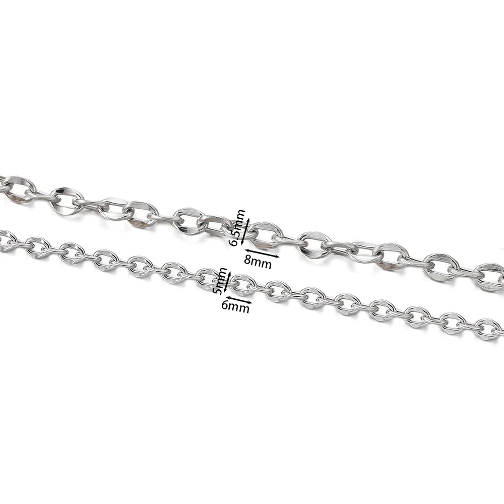 1m Stainless Steel Lip-Shaped Clasp Cross Chains Golden/Steel Handmade Chains for DIY Necklace Waist Chain Jewelry Making Chain