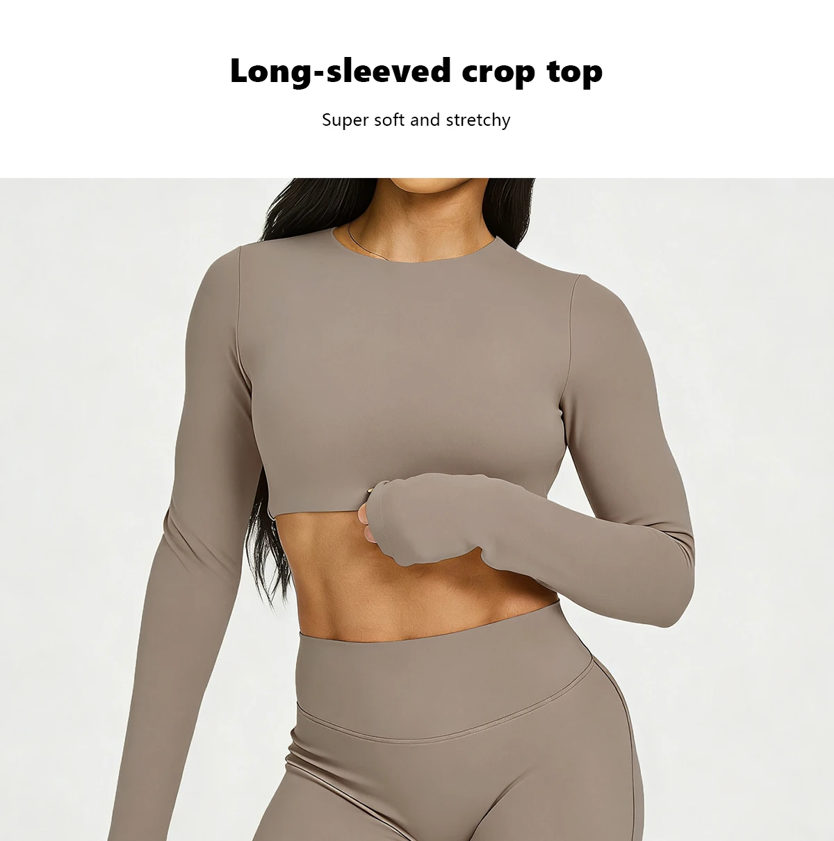 Running Sportswear Women 2 Piece Set Short Cropped Long Sleeve Top Straight Leg Yoga Pants Breathable Quick Dry Gym Suit
