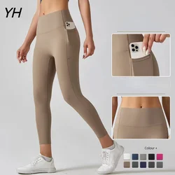 High Waist Solid Women's Yoga Pants Elastic Running Sport Leggings Fitness Training Yoga Pocket Hip Up Gym Clothing Sport Srunch