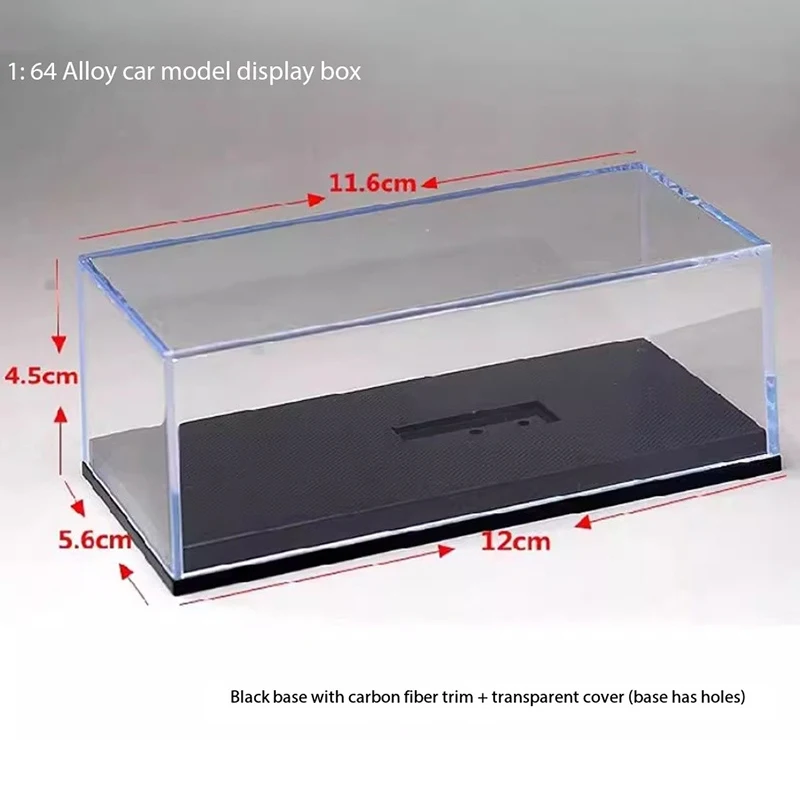 

Акриловая витрина длиной около 12 см, масштаб 1:64, пластиковая черная основа + прозрачная крышка из плексигласа для дисплея модели автомобиля 1:64