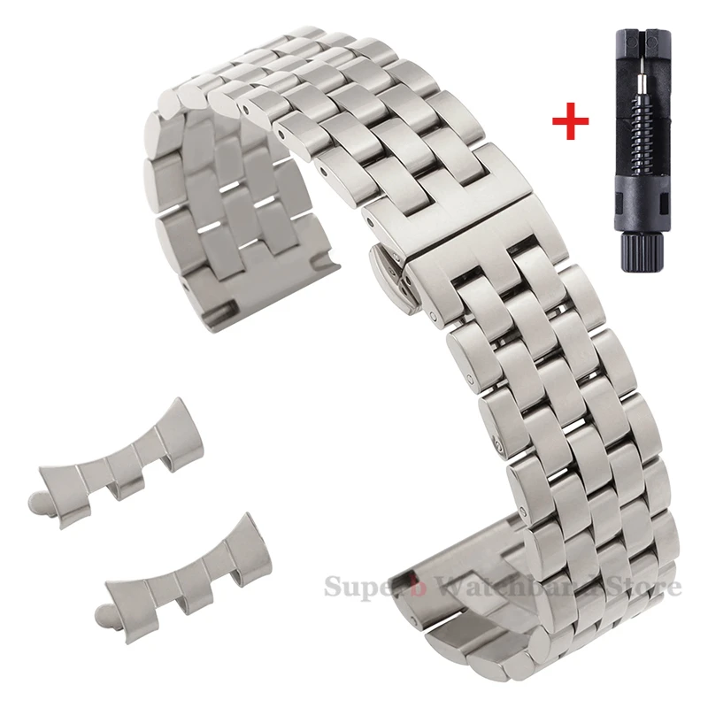 12/14/16/18/19/20/21/22 mm Edelstahlarmband für Tissot Armband mit gebogenem Ende für Seiko Universal-Armband, Schmetterlingsschnalle
