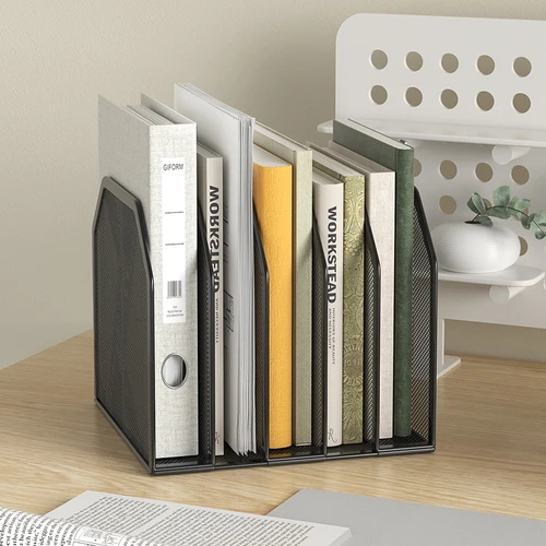 Imagen 2 del producto Organizador de escritorio vertical de 5 secciones, clasificador de soporte de carpetas de archivos de malla de 5 secciones para organización de oficina, hogar y aula