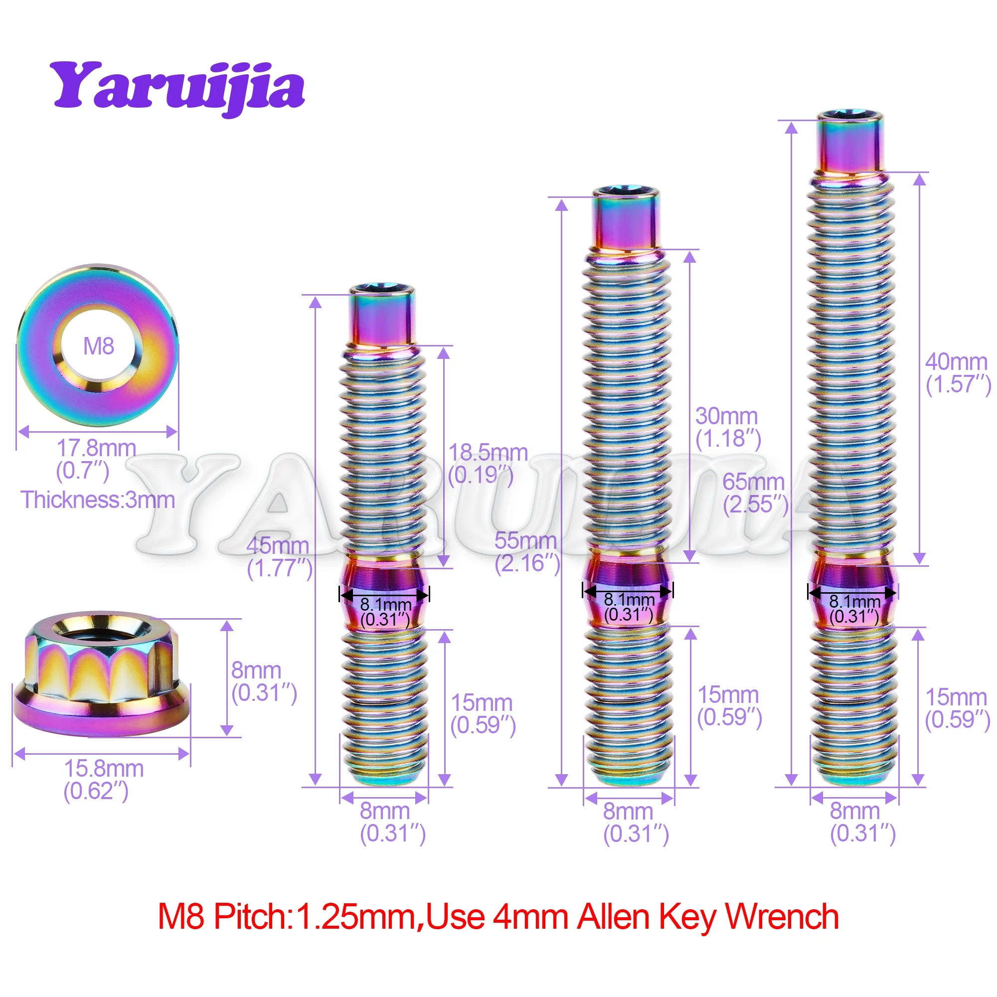 Yaruijia ไทเทเนียม Bolt M8/M10 Hex รถจักรยานยนต์น้ํามันท่อระบายน้ําสกรูหน้าแปลน Nut Universal สําหรับสายเบรค Caliper Master กระบอก